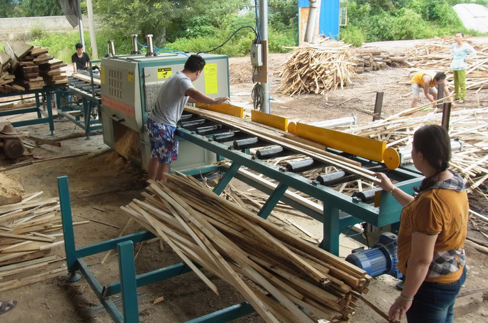 全自動方木多片鋸韶關客戶現場加工